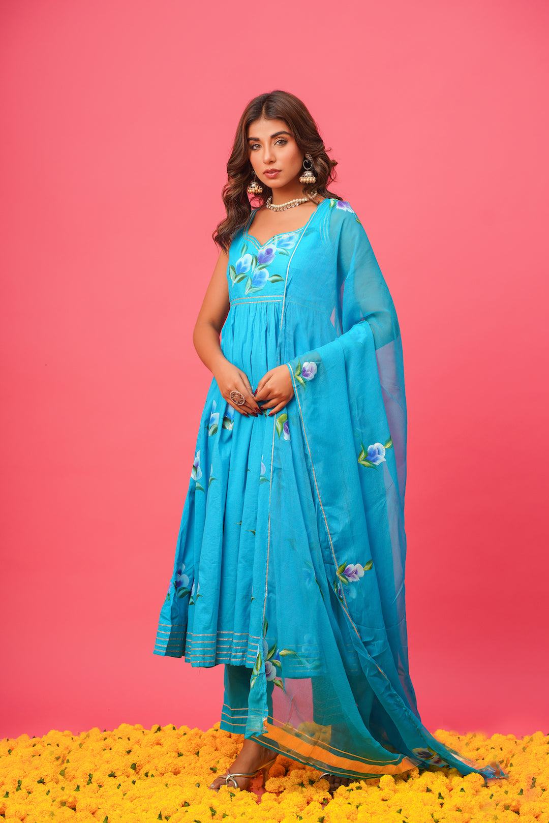 Nilima Blue Handpainted Suit Set