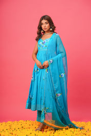 Nilima Blue Handpainted Suit Set
