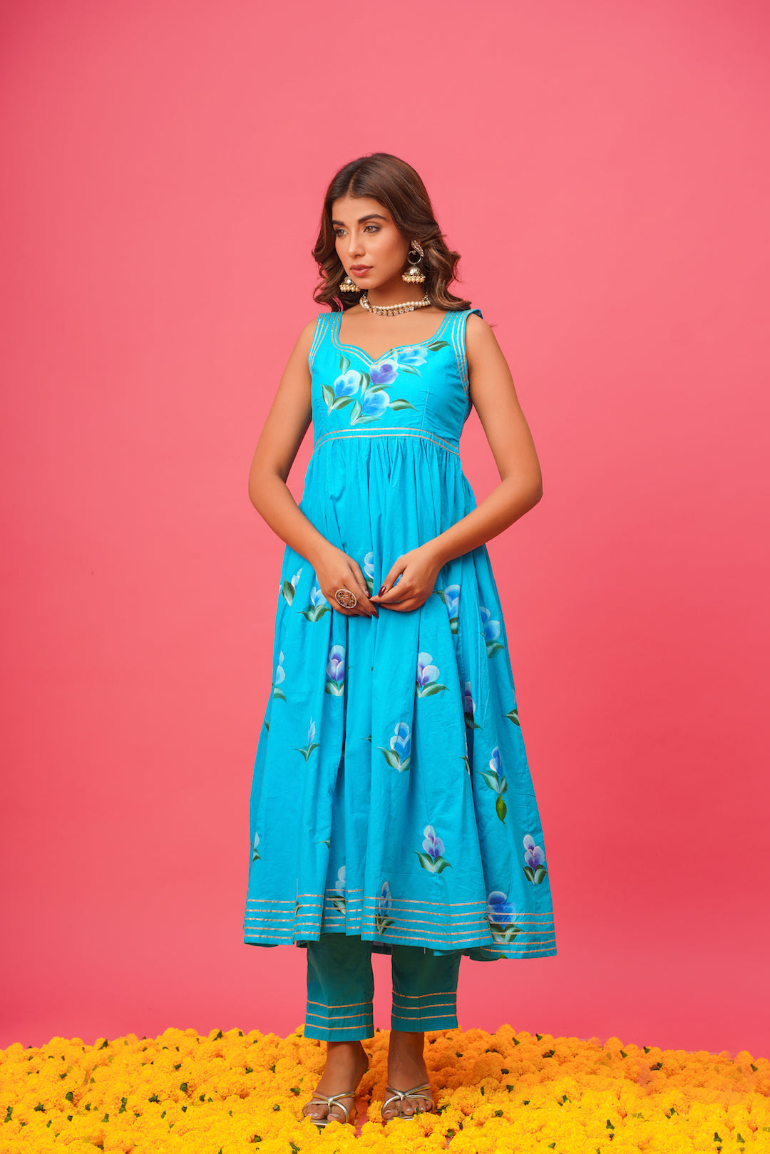 Nilima Blue Handpainted Suit Set