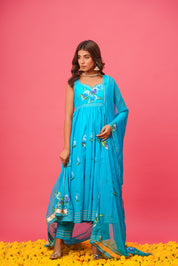Nilima Blue Handpainted Suit Set