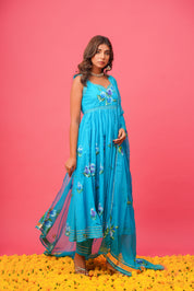 Nilima Blue Handpainted Suit Set