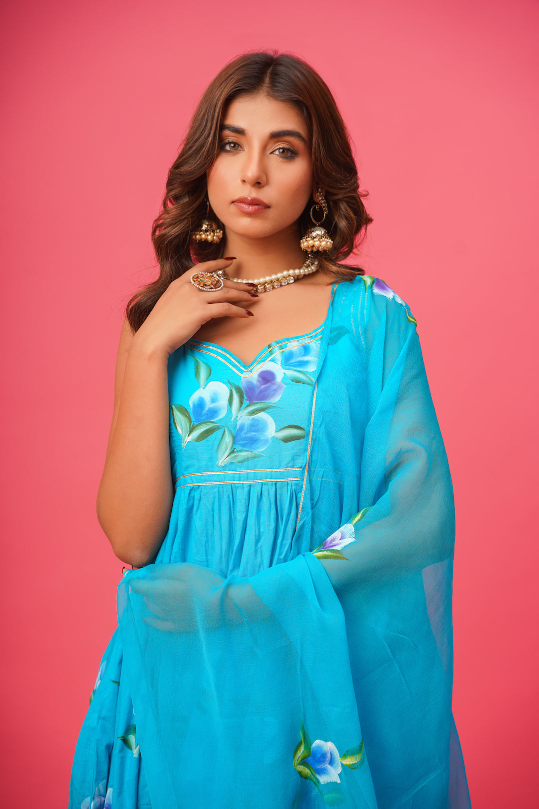 Nilima Blue Handpainted Suit Set