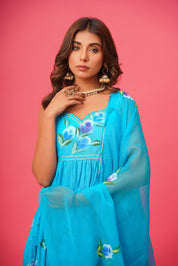 Nilima Blue Handpainted Suit Set