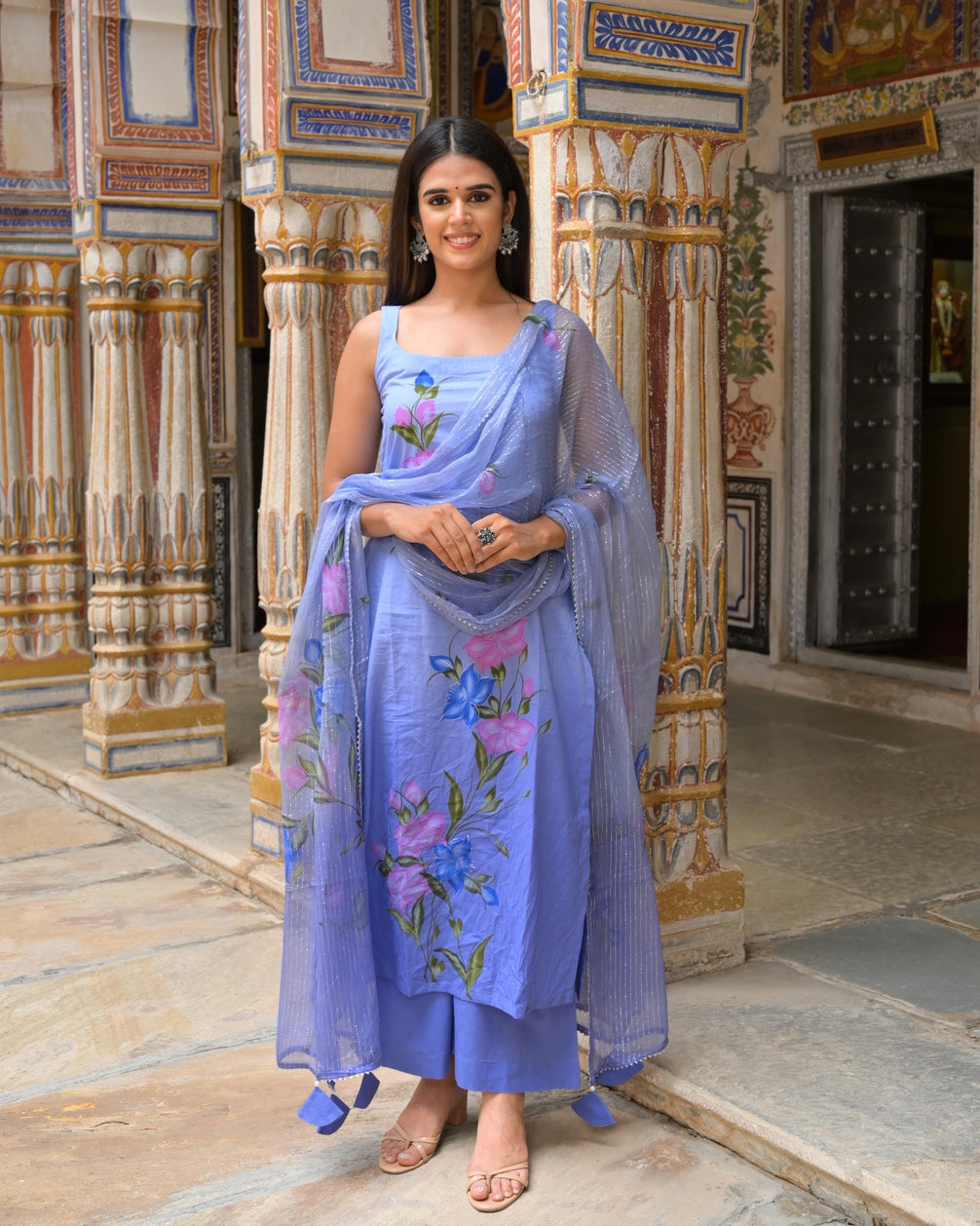 Powder Blue Cotton Suit Set
