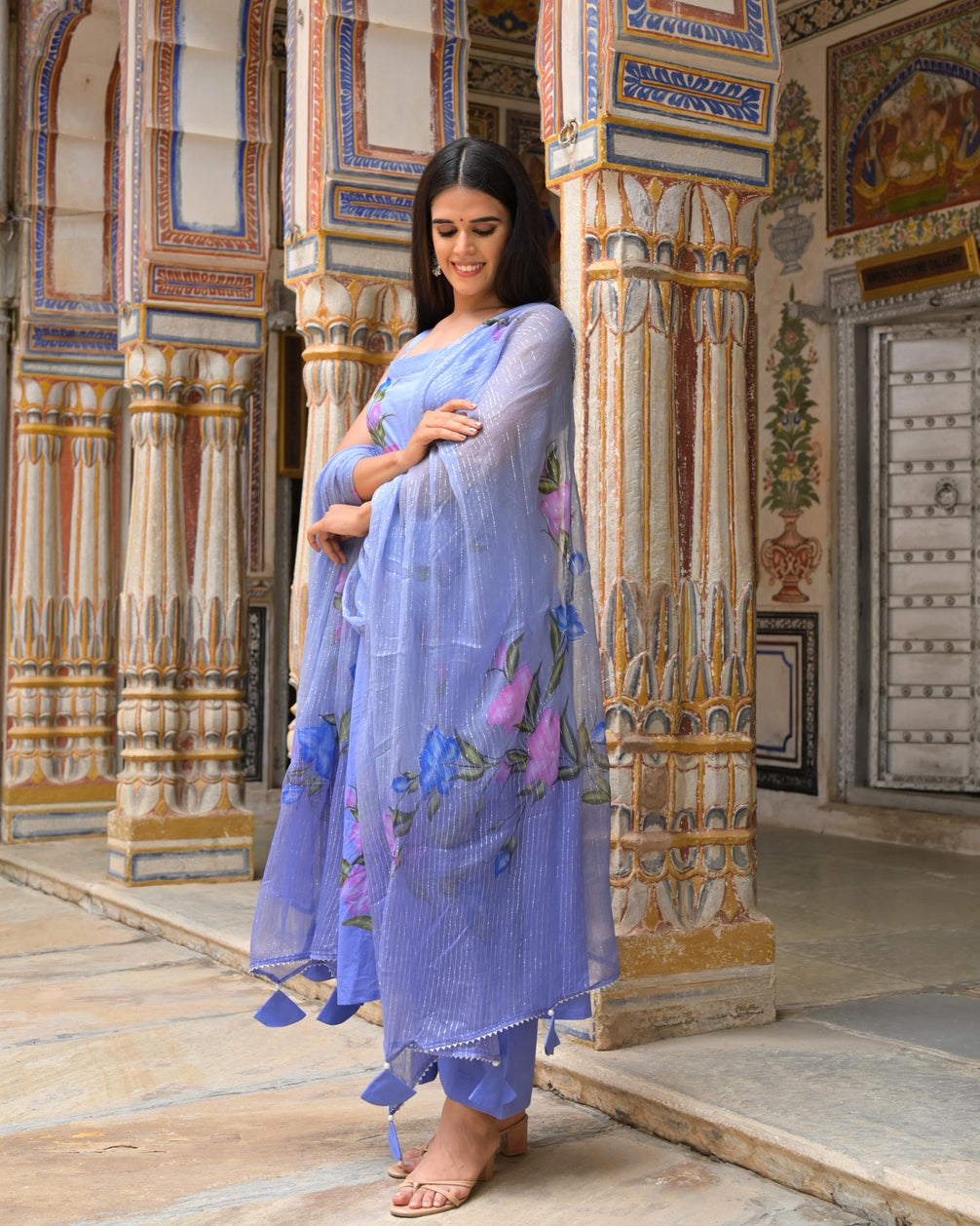 Powder Blue Cotton Suit Set