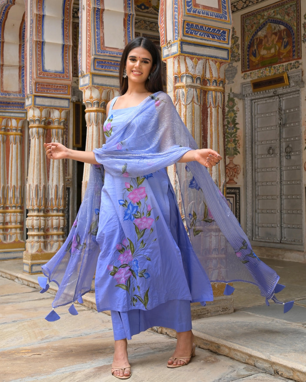 Powder Blue Cotton Suit Set