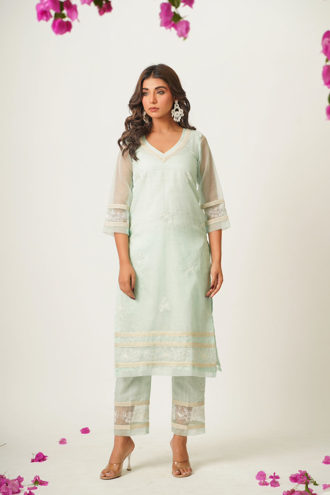 Piya Green Organza Suit Set