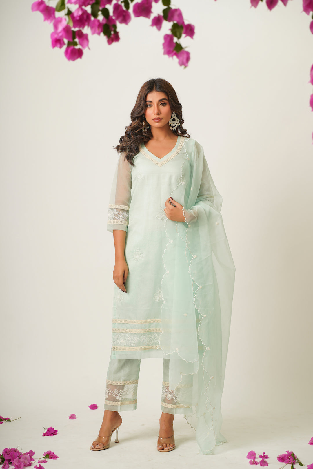 Piya Green Organza Suit Set