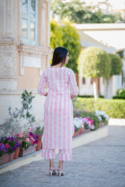 Pink Striped Cotton Co-Ord Set
