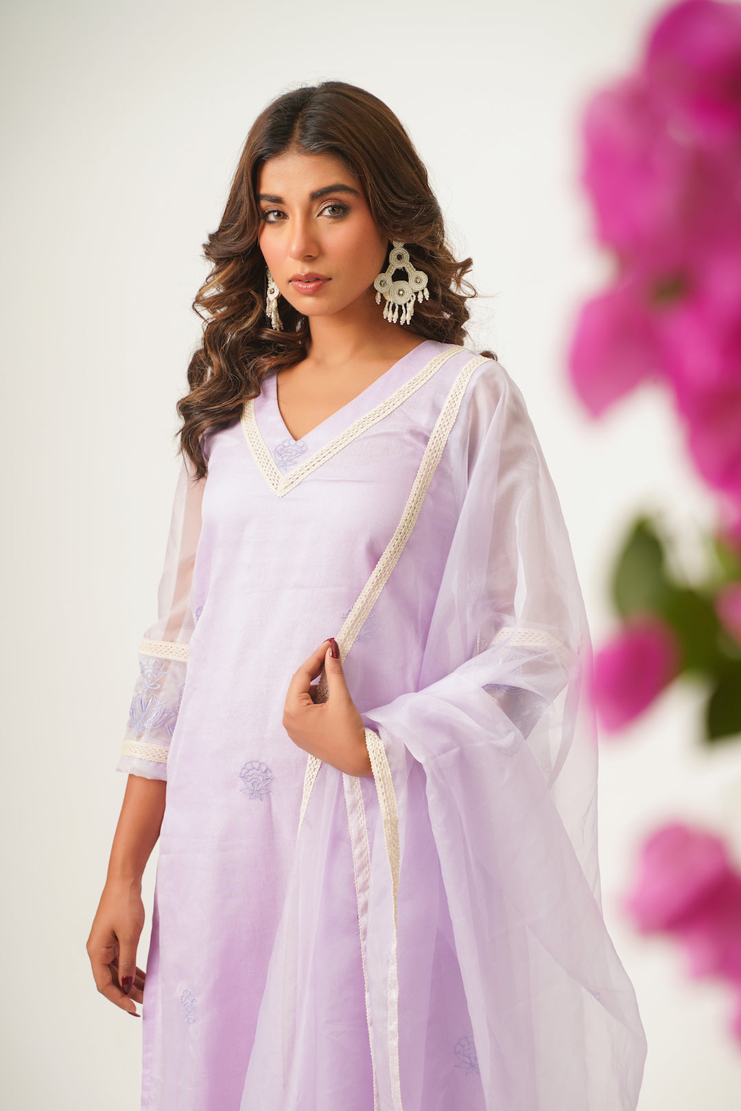 Siya Mauve Organza Suit Set