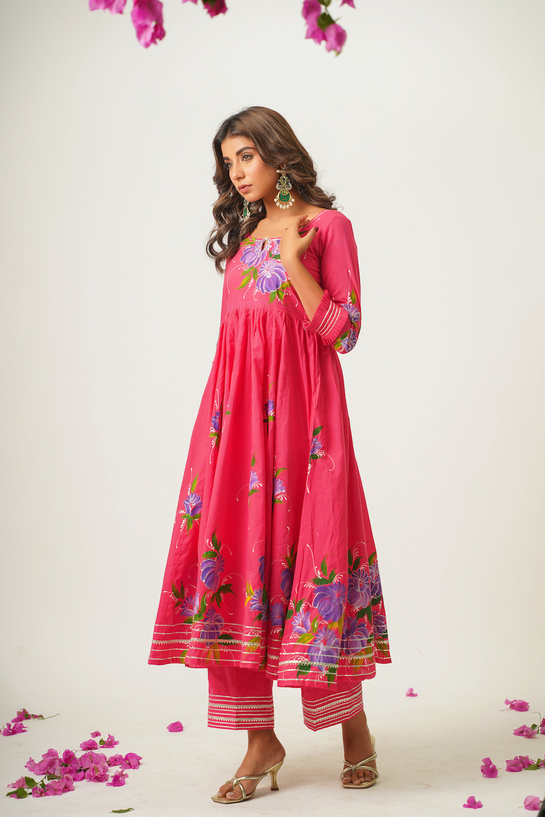 Saindhava Pink Handpainted Suit Set