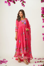 Saindhava Pink Handpainted Suit Set