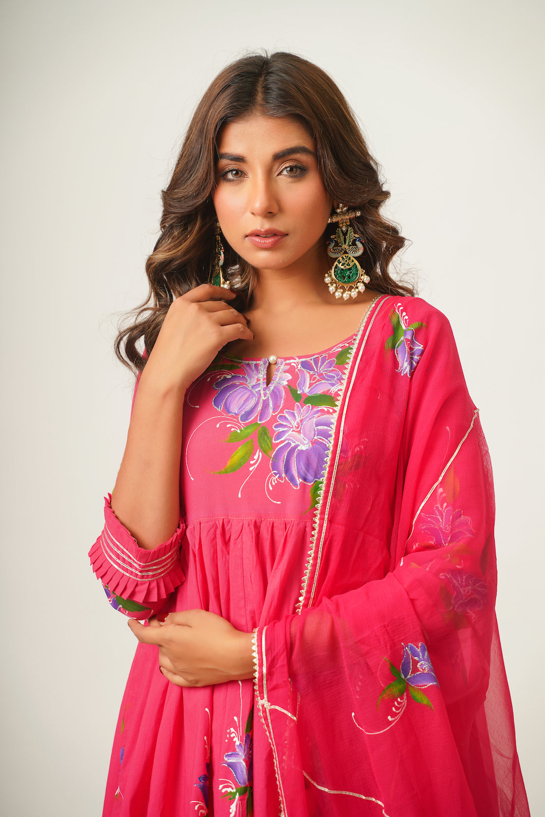 Saindhava Pink Handpainted Suit Set