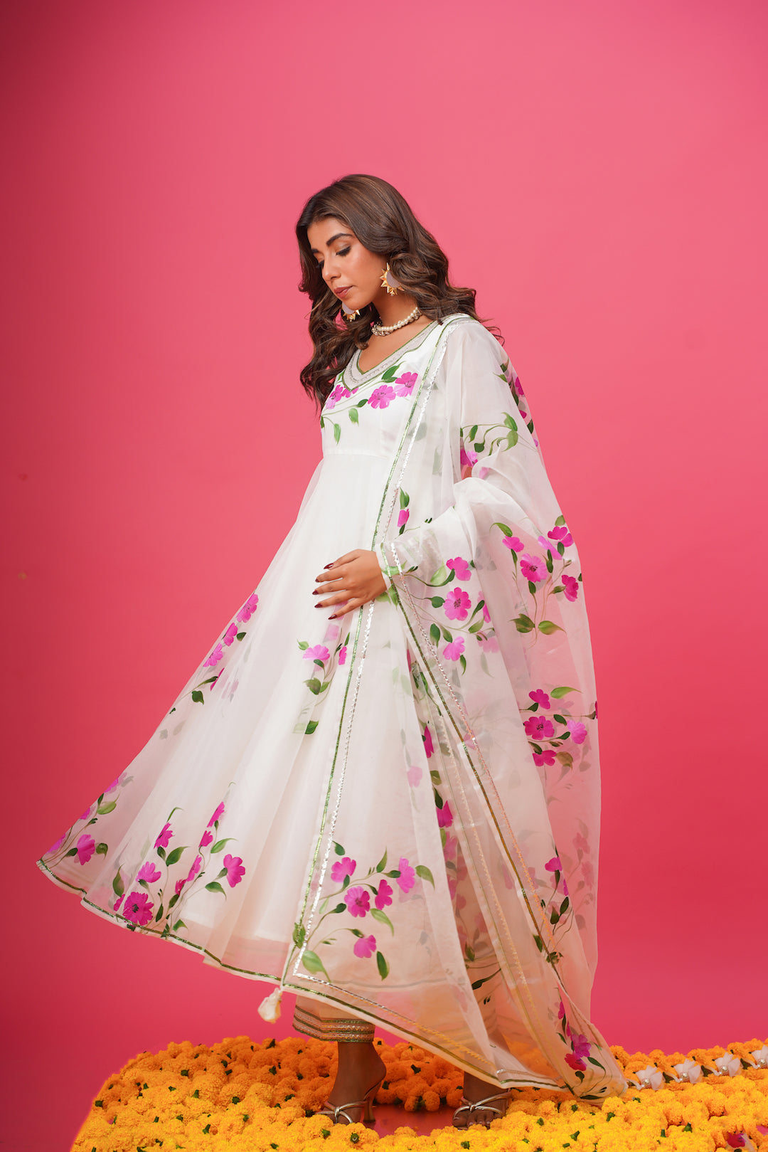 Shagun White Hand Painted