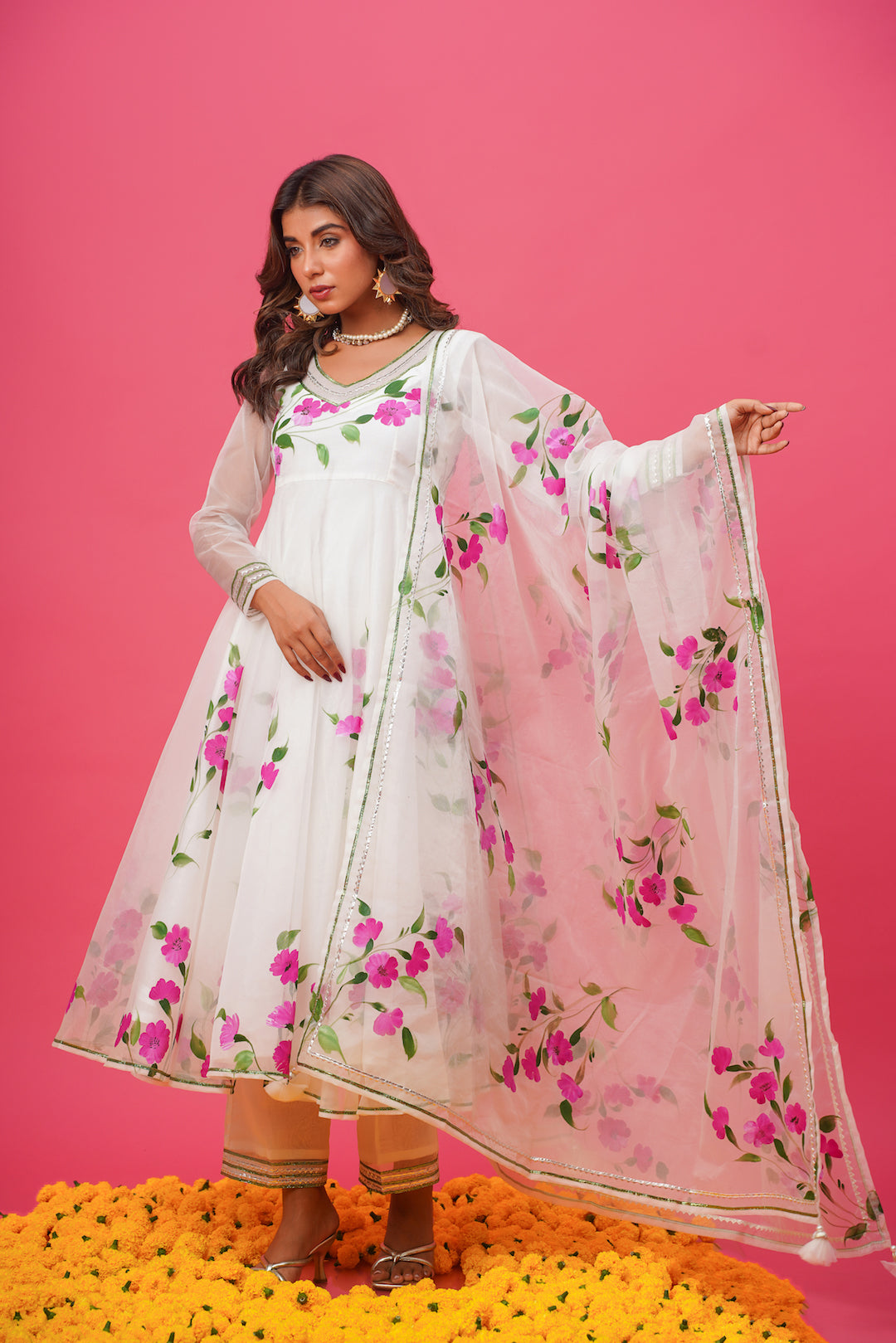 Shagun White Hand Painted