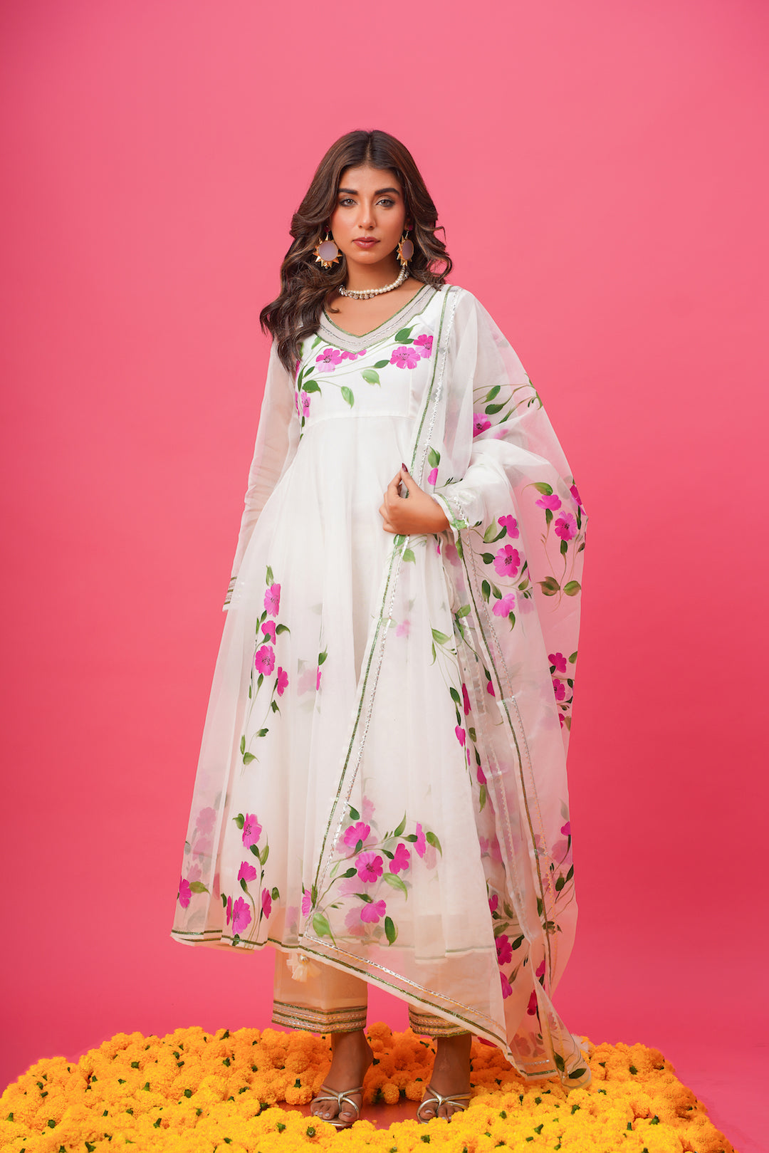 Shagun White Hand Painted