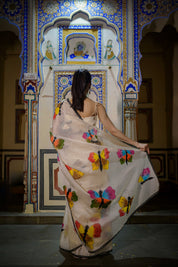 Titli Off White Organza Saree