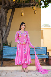 Vidya Pink Hand Painted Suit Set