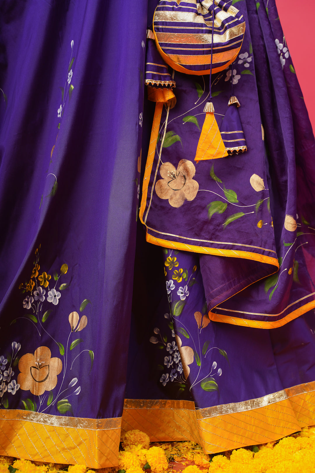 Violet Silk Lehenga for Women – Hand-Painted Festive Wear