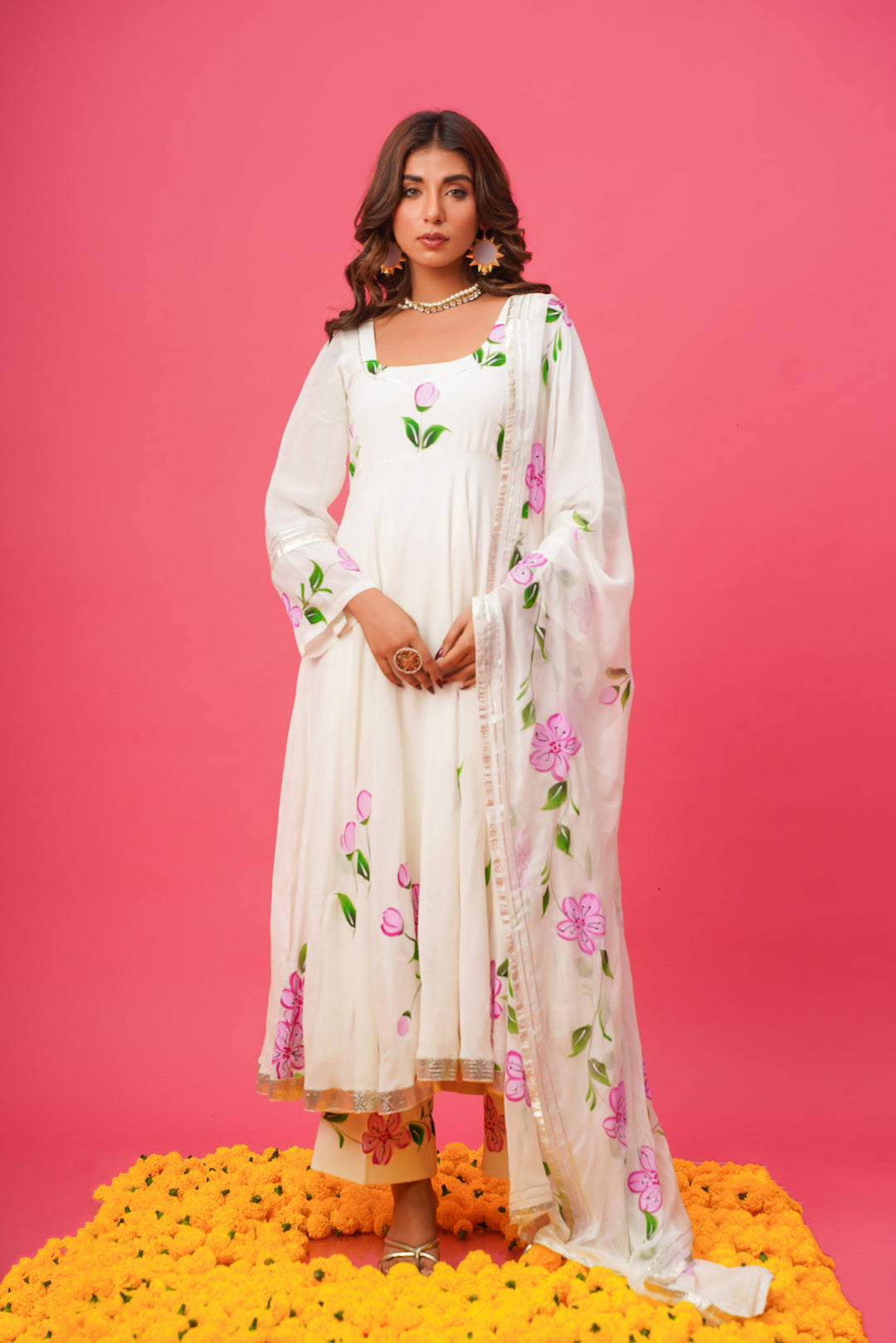 White Rose Handpainted Suit Set