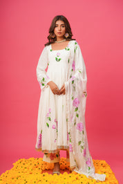 White Rose Handpainted Suit Set