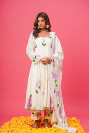 White Rose Handpainted Suit Set