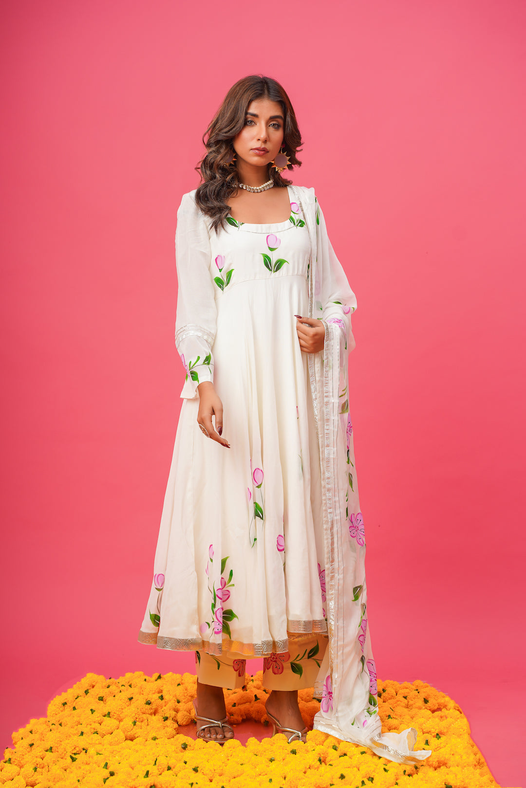 White Rose Handpainted Suit Set