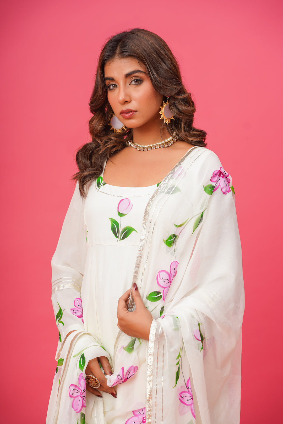 White Rose Handpainted Suit Set