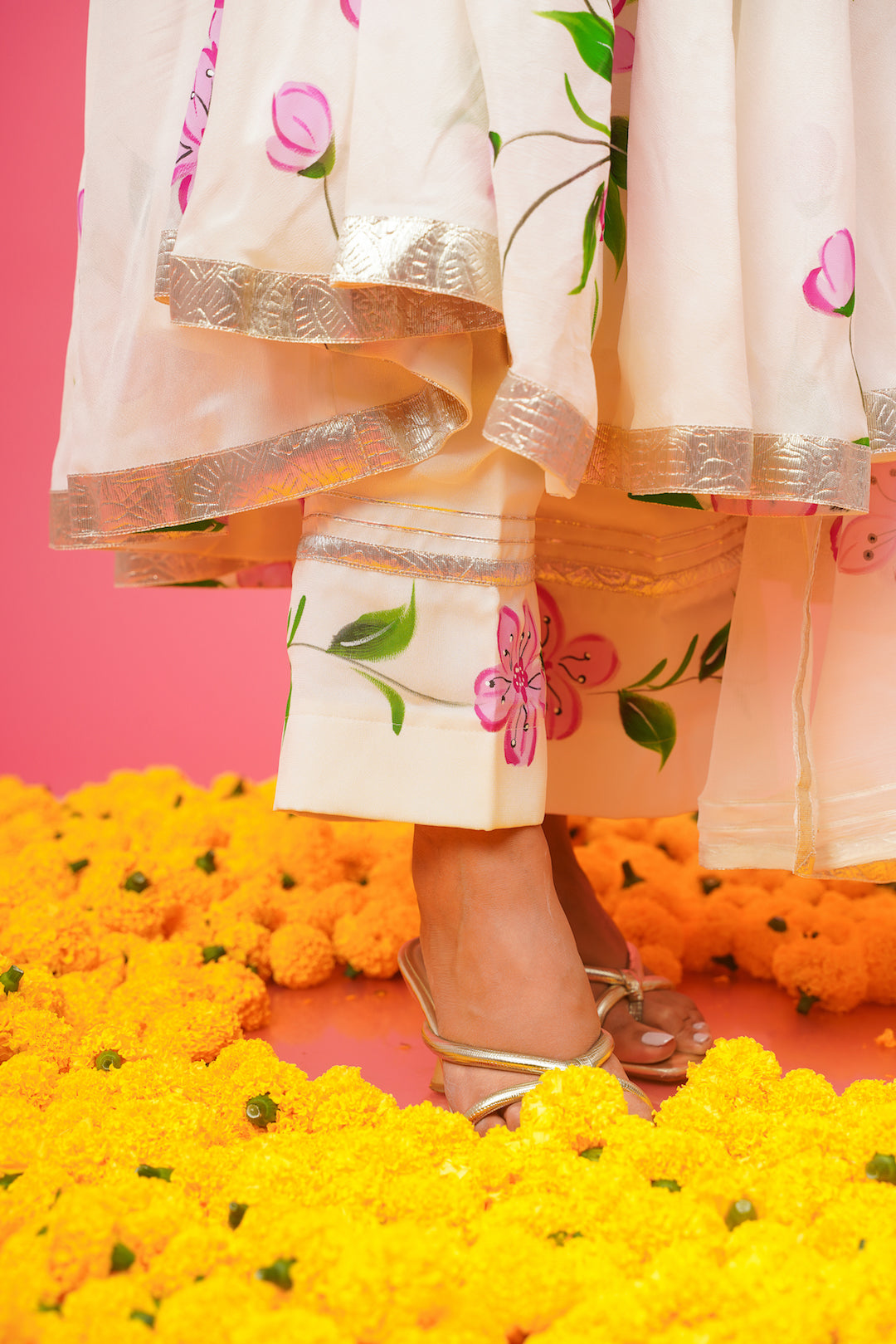 White Rose Handpainted Suit Set