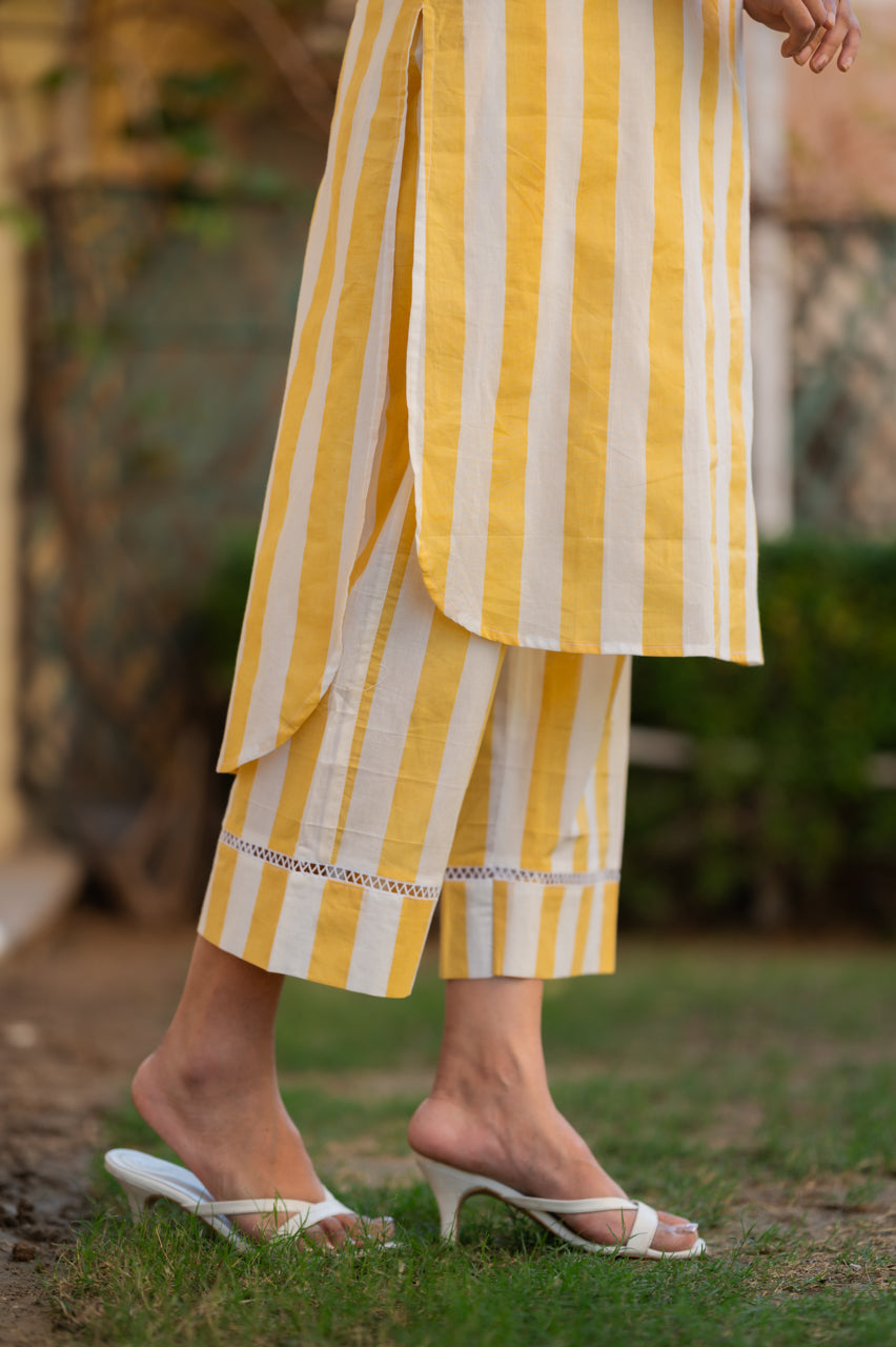 Yellow Striped Cotton Co-Ord Set