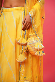 Handcrafted yellow wedding lehenga