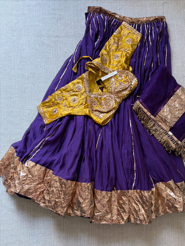 Purple Pure Chanderi Silk Lehenga set