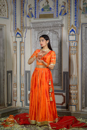Traditional orange lehenga with gota work – House of Baisa

