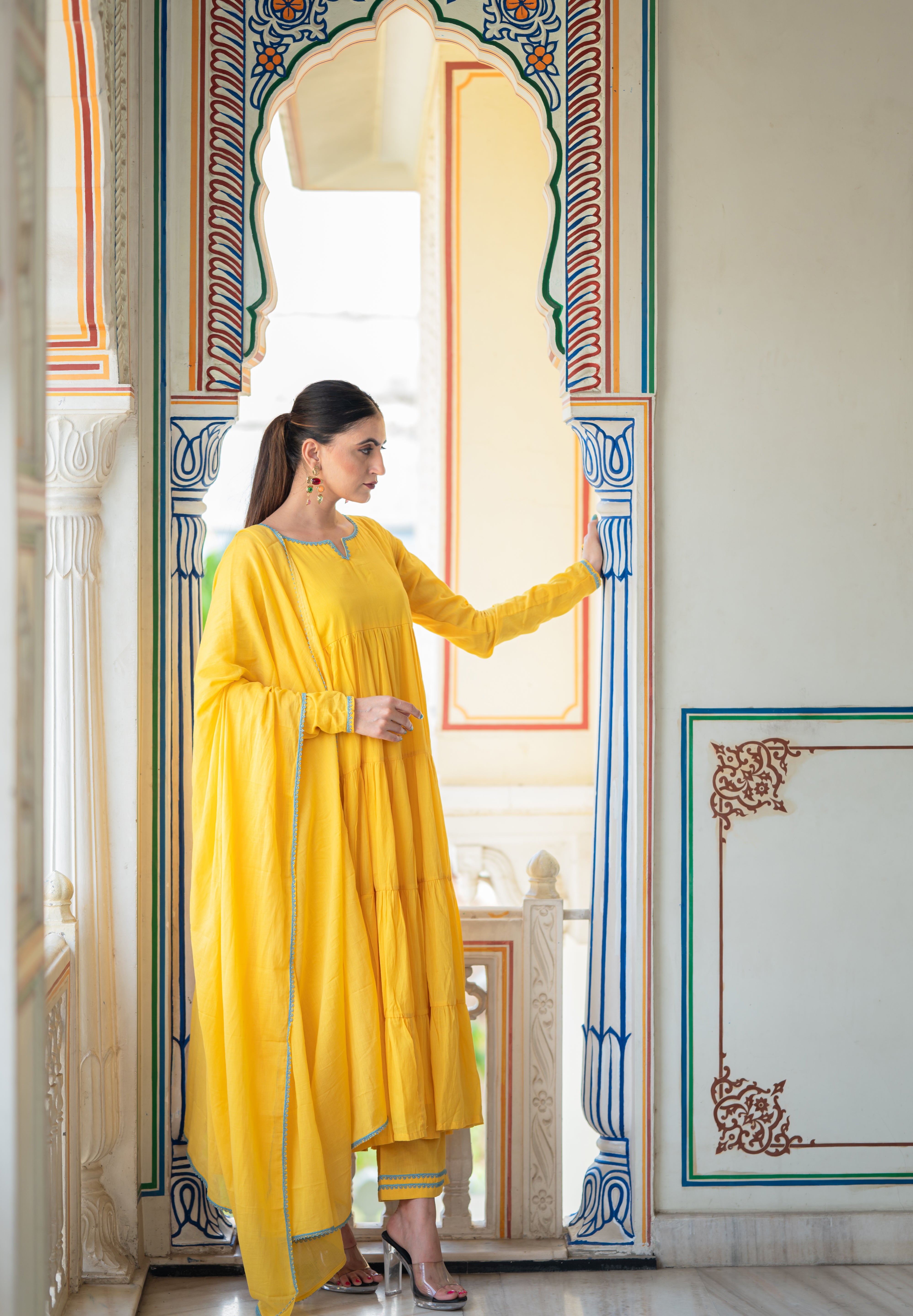 Pakizeh Yellow Tiered Suit Set