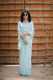 Aabha Blue Tari Buta Saree - House of Baisa