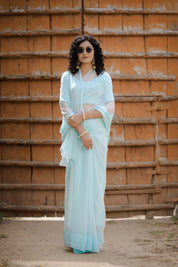 Aabha Blue Tari Buta Saree - House of Baisa