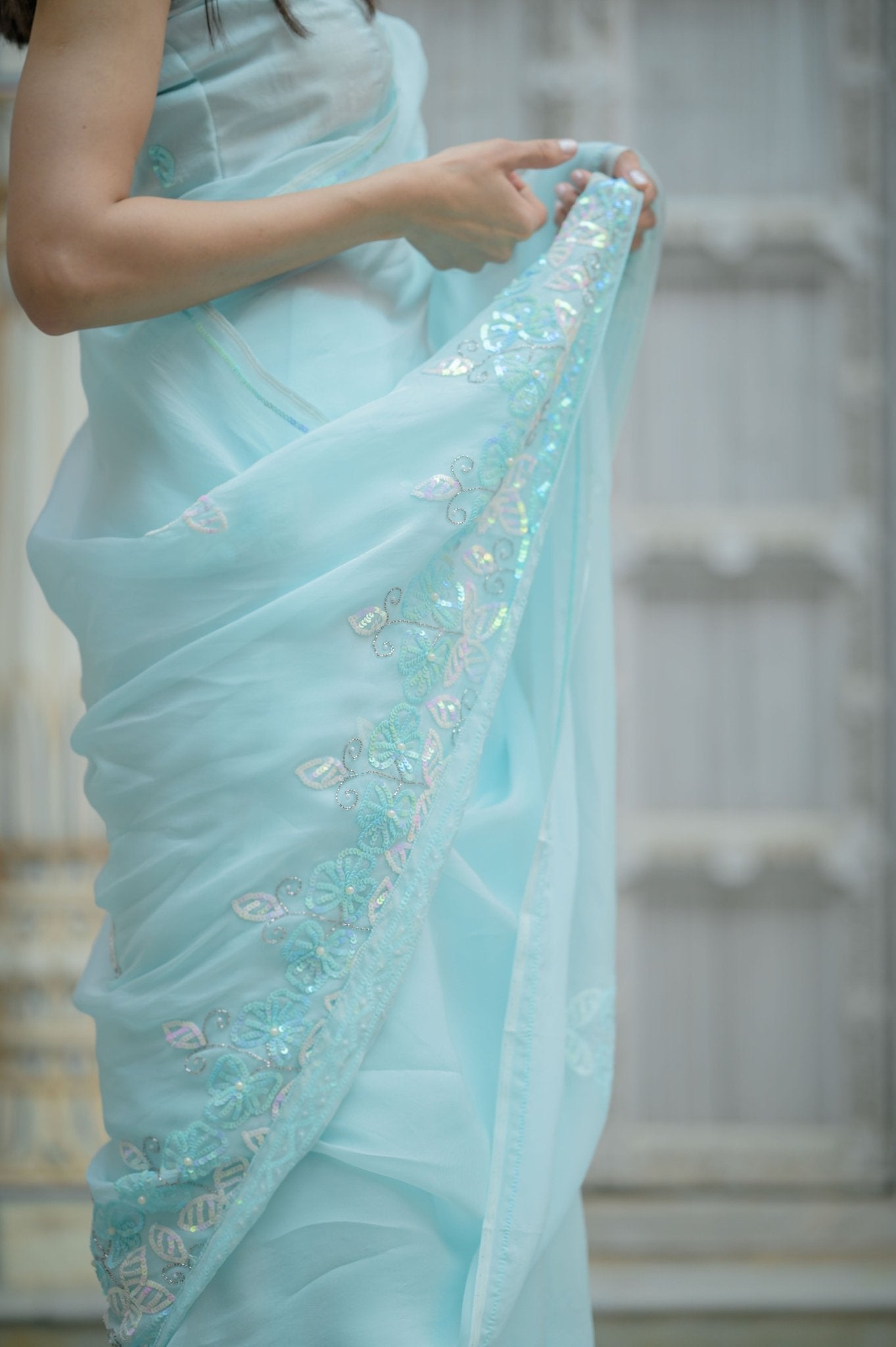 Adhira Blue Tari Saree - House of Baisa