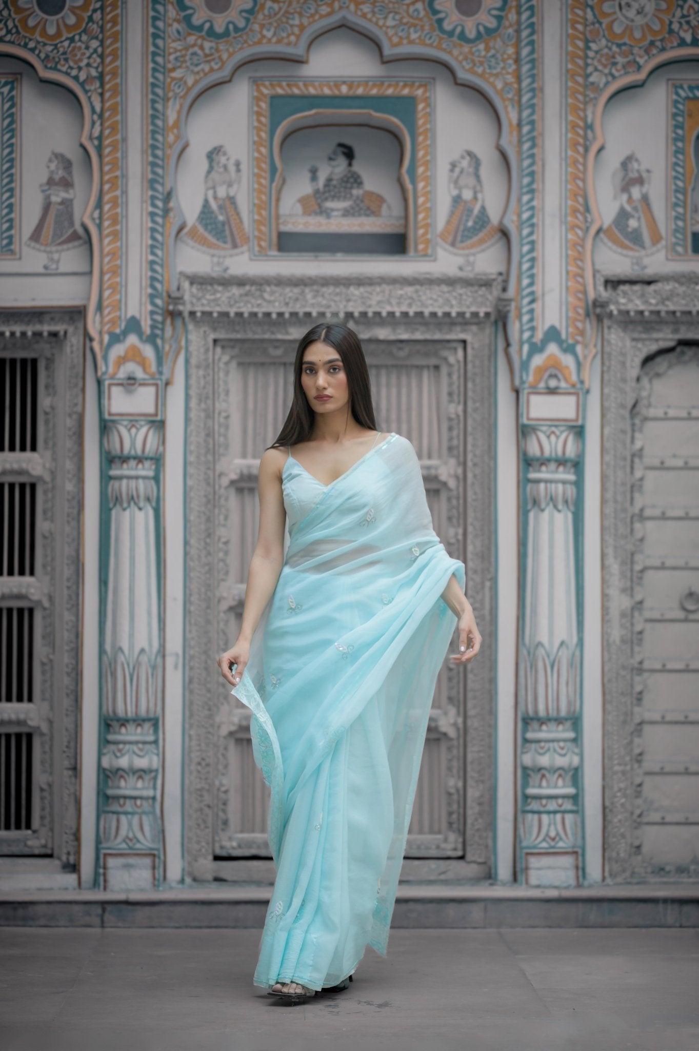 Adhira Blue Tari Saree - House of Baisa