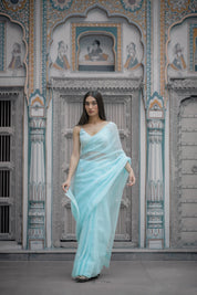 Adhira Blue Tari Saree - House of Baisa