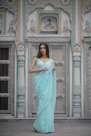 Adhira Blue Tari Saree - House of Baisa