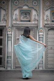 Adhira Blue Tari Saree - House of Baisa