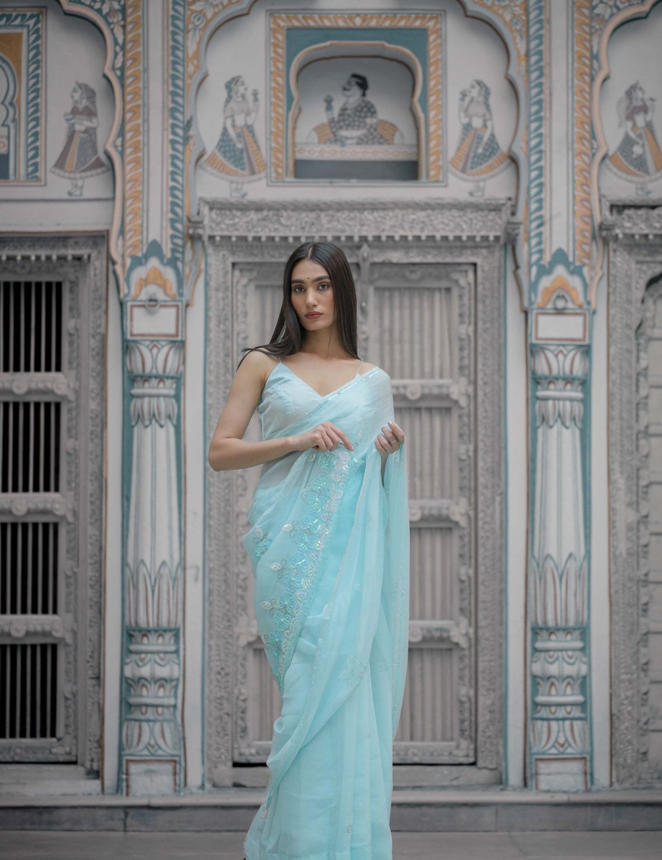 Adhira Blue Tari Saree - House of Baisa