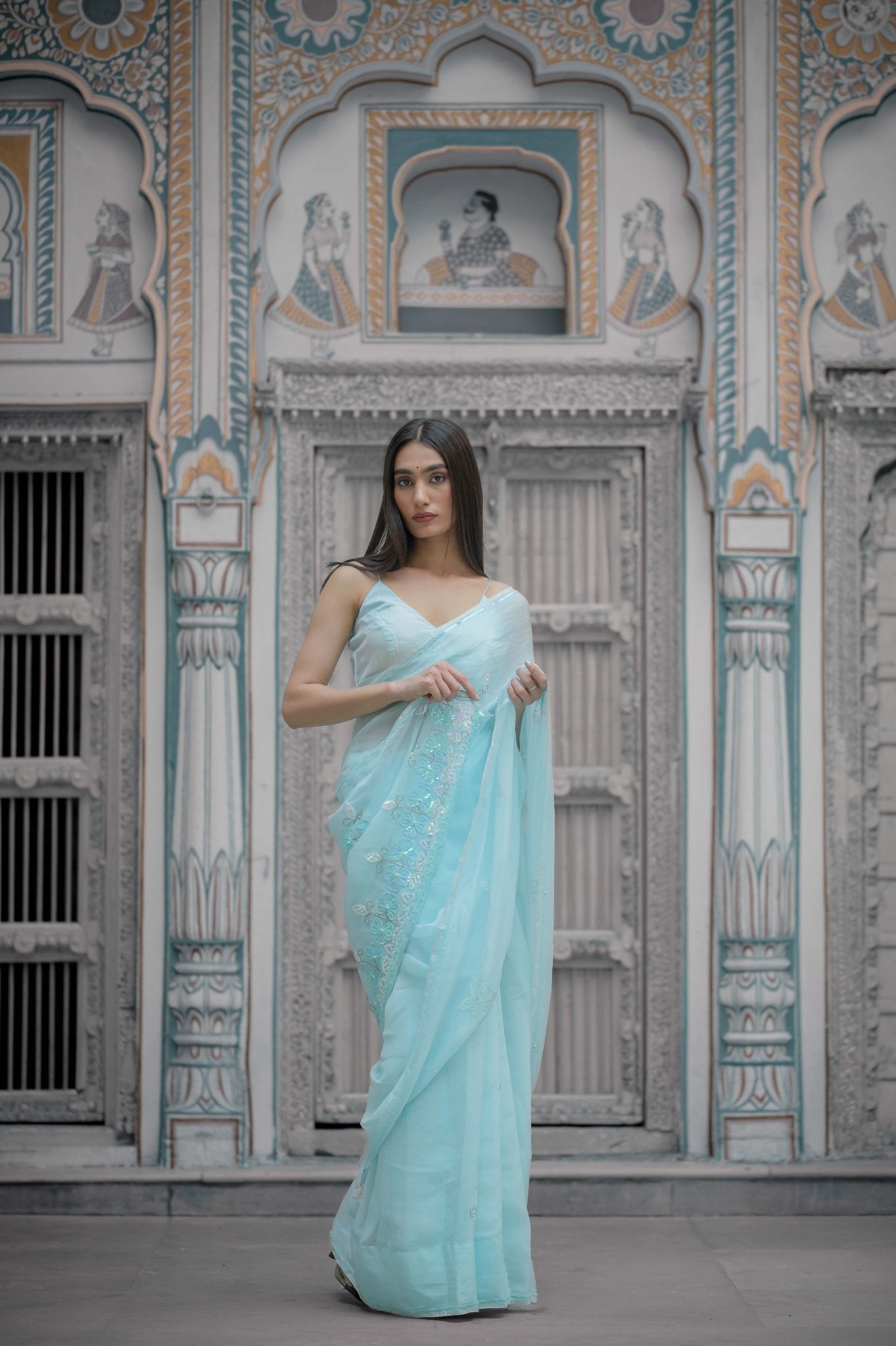 Adhira Blue Tari Saree - House of Baisa