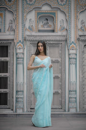 Adhira Blue Tari Saree - House of Baisa