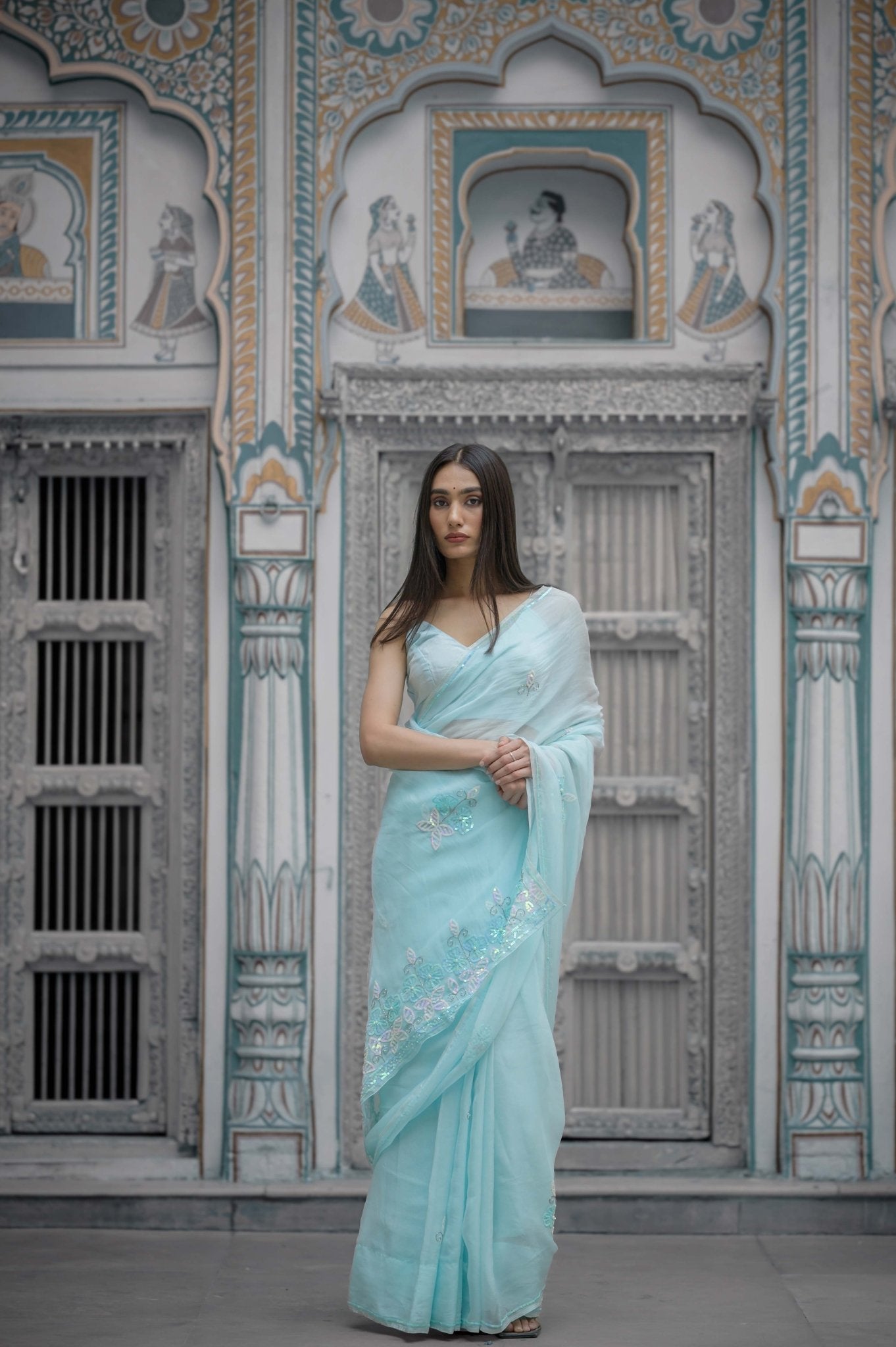 Adhira Blue Tari Saree - House of Baisa