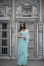 Adhira Blue Tari Saree - House of Baisa