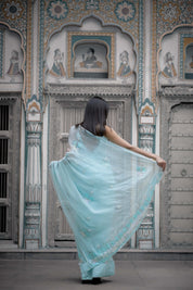 Adhira Blue Tari Saree - House of Baisa