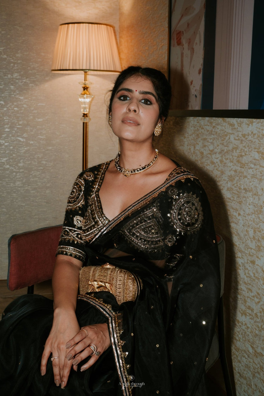 Amrapali Black Aangi Blouse - House of Baisa