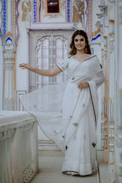 Black Cactus Organza Saree - House of Baisa