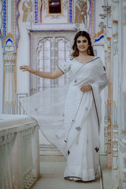 Black Cactus Organza Saree - House of Baisa